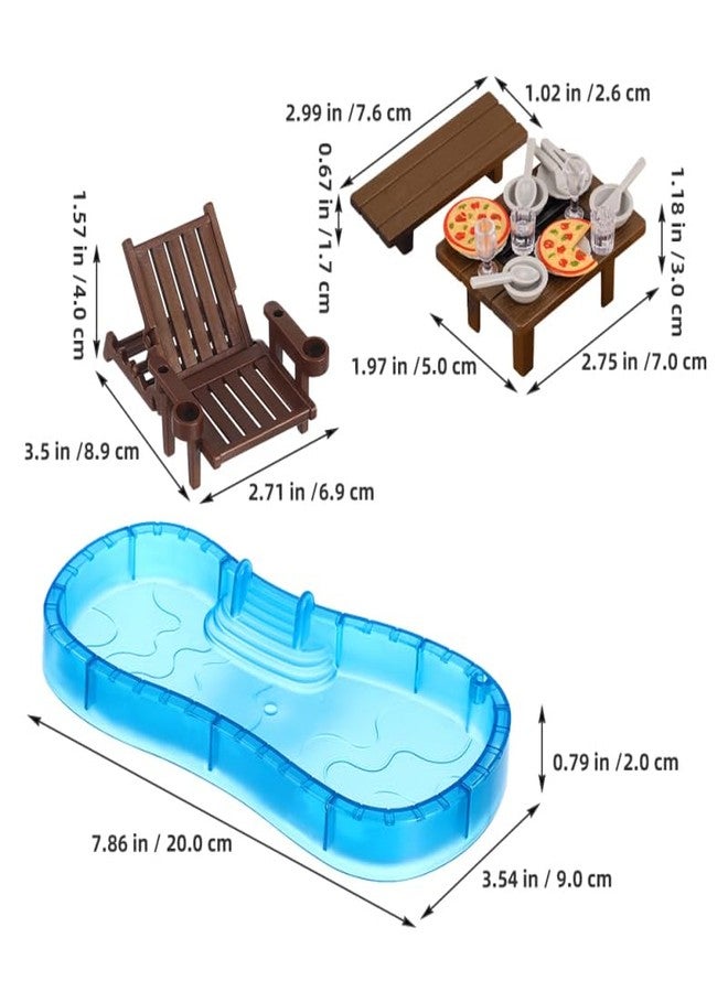 IMIKEYA Dollhouse Pool Set Miniature Furniture Dollhouse Decor Beach Chair Swim Ring Easy Assembly - Image 4